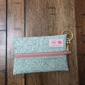 Makeup Junkie Micro Pouch in Mint with Pink Zip